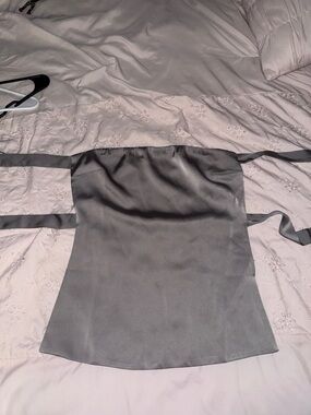 Peppermayo Gray Satin Strapless Top